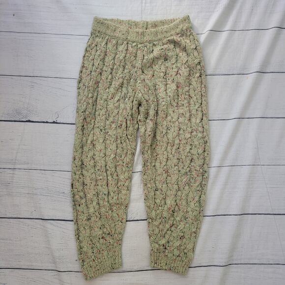 Intimately Free People Size M Under The Mistletoe Light Olive Green Knit Joggers - Picture 2 of 8